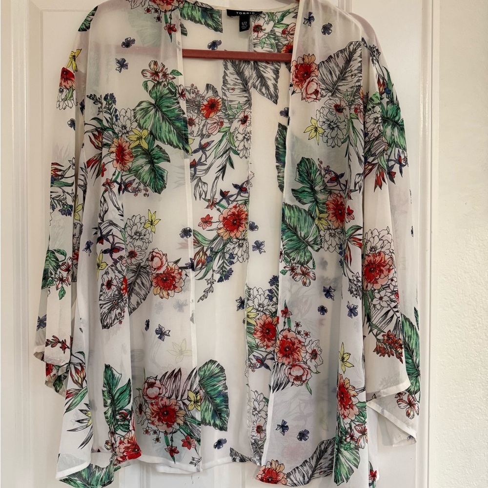 Torrid Floral Sheer Kimono Blouse